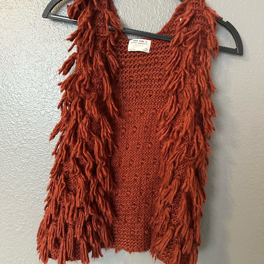 Zara Rust girls Sweater Vest EUC